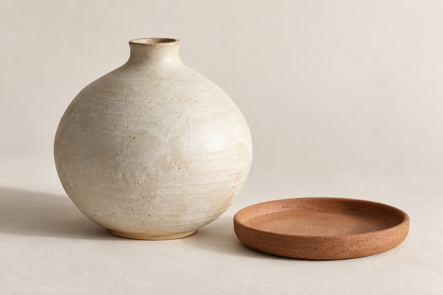 Ceramic vessel on a neutral background